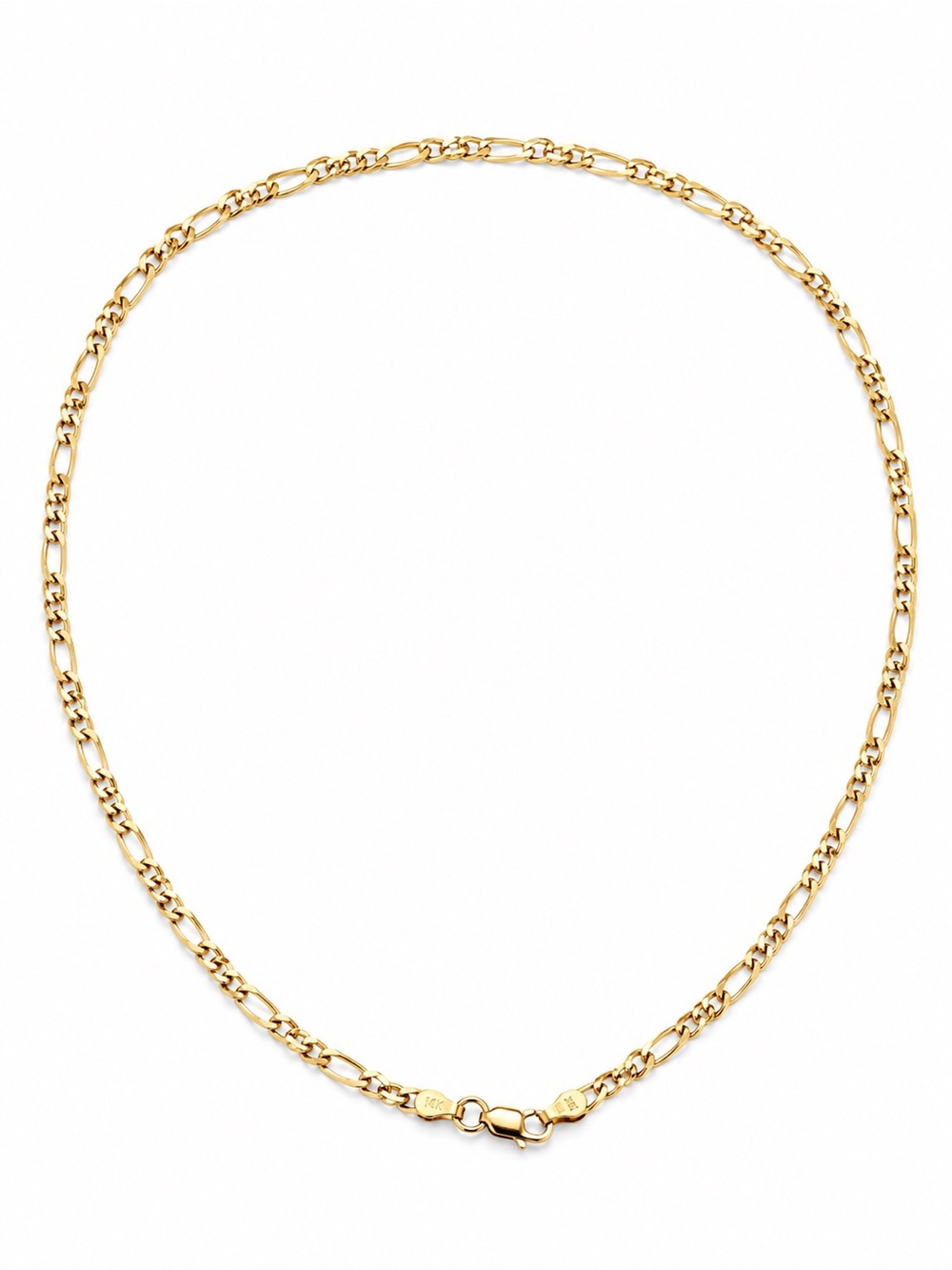 14K Solid Yellow Gold Diamond Cut Figaro Chain Necklace 18 inch 3mm Italy